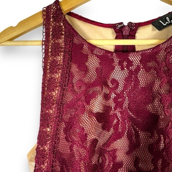 Lulu's Forever & Always Lace Bodice Tulle Maxi Dress, Burgundy, Size Small - Picture 7 of 16